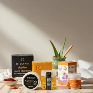 Ribana Saffron Glow Combo – Soap, Brightening Gel & Face Pack